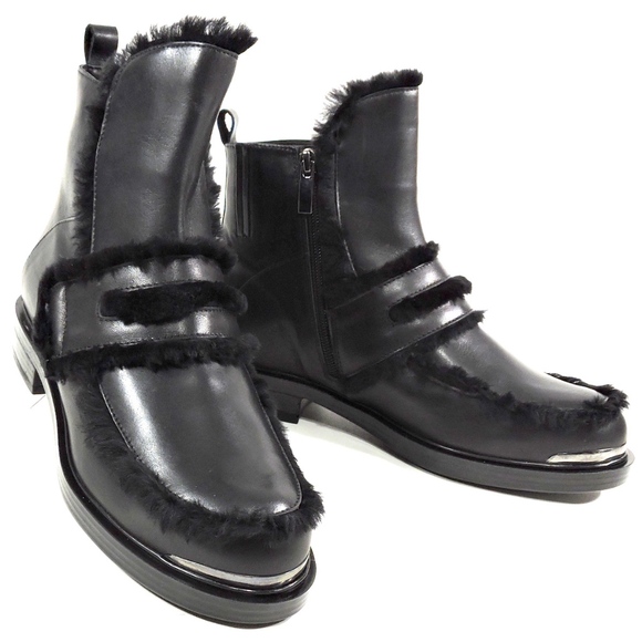 ALESSANDRO DI MARIA Black Leather Winter Bootie - Picture 1 of 8